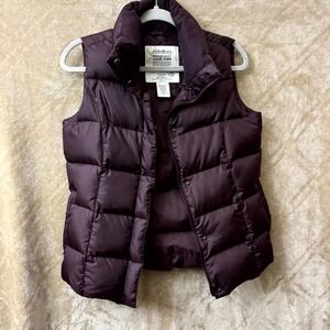 Eddie Bauer Womens Goose Down Puffer Vest Small Plum Purple Polyester